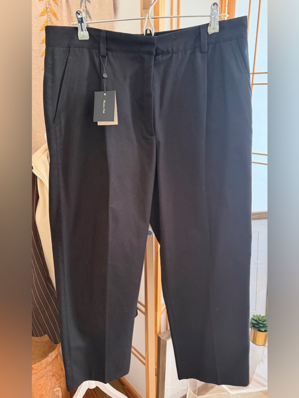 Massimo Dutti Tailored Cropped Pants – Black – Size 42 (US 10)